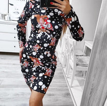 Load image into Gallery viewer, Dresses for Women Christmas Bodycon 2020 Fashion knitted Print Woman Dress Long Sleeve Autumn Winter Clothing for Female D30
