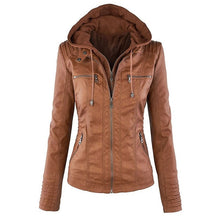 Load image into Gallery viewer, 2020 New Women Autumn Winter Faux Soft Leather Jackets Coats Lady Black PU Zipper Epaule Motorcycle Streetwear
